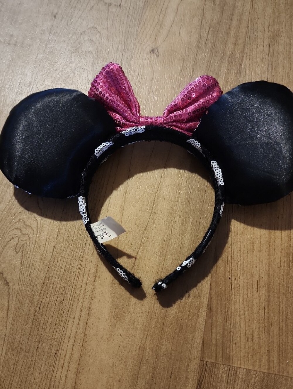 Disney Minnie Mouse Polka Dot Sequin Ear Headband with Pink Bow - Picture 8 of 9